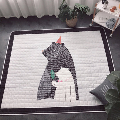 Multi-Colored Animal Patterned Rug Polyester Kids Rug Machine Washable Anti-Slip Backing Stain Resistant Carpet for Childrens Room - Black - 4'7" x 6'7" - Clearhalo - 'Area Rug' - 'Rug' - 2106464