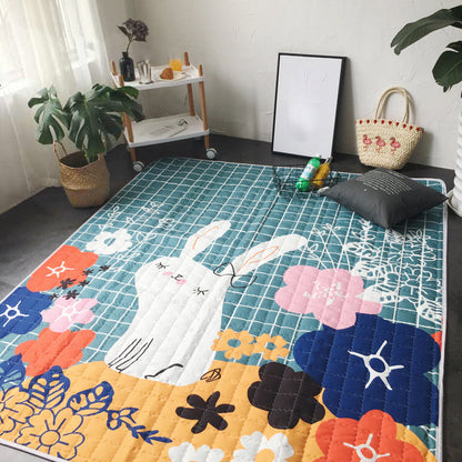 Multi-Colored Animal Patterned Rug Polyester Kids Rug Machine Washable Anti-Slip Backing Stain Resistant Carpet for Childrens Room - Green - Clearhalo - 'Area Rug' - 'Rug' - 2106467