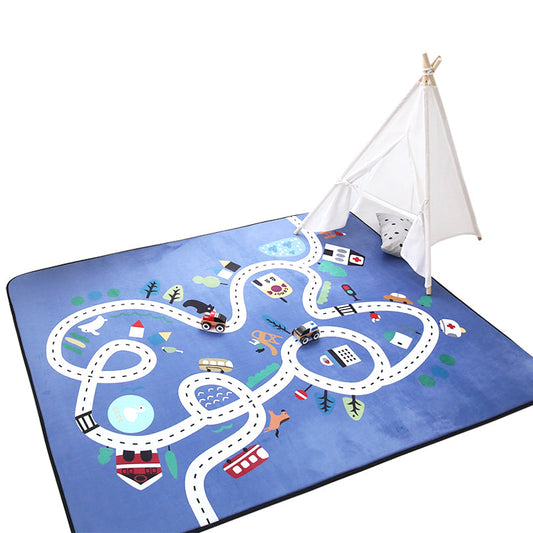 Educational Traffic Play Rug Multicolor Kids Rug Cotton Machine Washable Anti-Slip Backing Pet Friendly Carpet for Boys Room