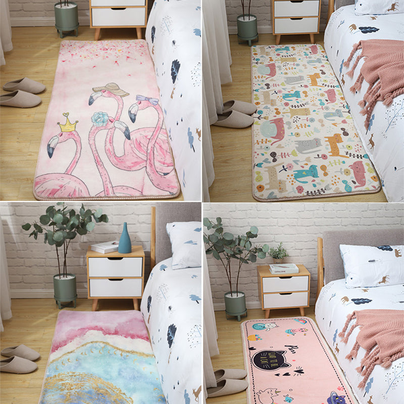 Kids Bedroom Area Rug Multi Colored Animal Sketch Rug Cotton Machine Wash Carpet - Clearhalo - 'Area Rug' - 'Rug' - 2106493