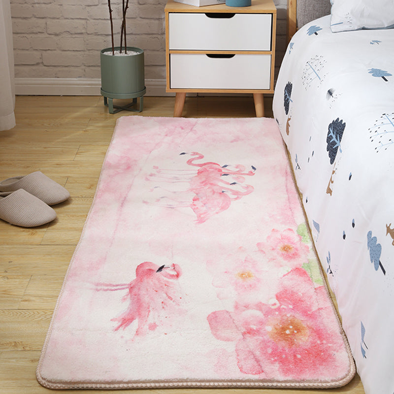 Kids Bedroom Area Rug Multi Colored Animal Sketch Rug Cotton Machine Wash Carpet - Light Pink - Clearhalo - 'Area Rug' - 'Rug' - 2106494