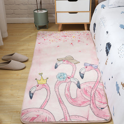 Kids Bedroom Area Rug Multi Colored Animal Sketch Rug Cotton Machine Wash Carpet - Nude Pink - Clearhalo - 'Area Rug' - 'Rug' - 2106495