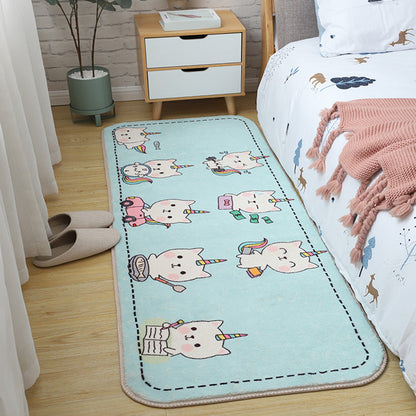 Kids Bedroom Area Rug Multi Colored Animal Sketch Rug Cotton Machine Wash Carpet - Light Blue - Clearhalo - 'Area Rug' - 'Rug' - 2106501