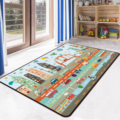 Learn and Play Kids Indoor Rug Multi Color City Traffic Carpet Washable Pet Friendly Anti-Slip Backing Rug for Boys Room - Gray Blue - Clearhalo - 'Area Rug' - 'Rug' - 2106507