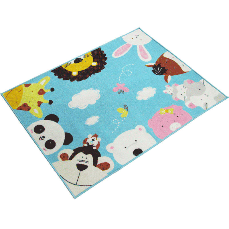 Cartoon Kindergarten Area Rug Multi Colored Animal Pattern Rug Polypropylene Non-Slip Backing Pet Friendly Was - view 4
