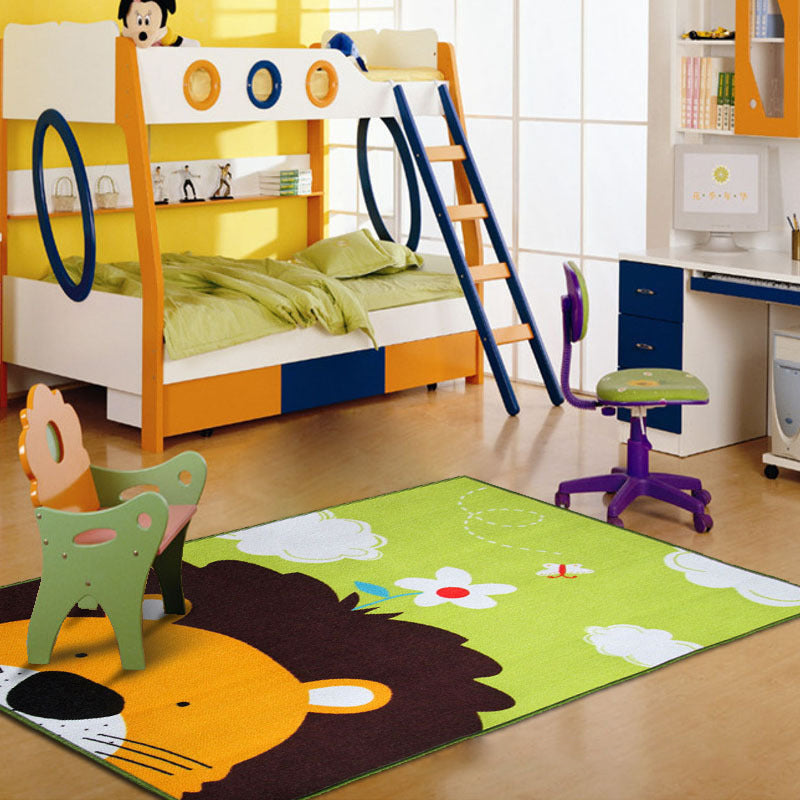 Cartoon Kindergarten Area Rug Multi Colored Animal Pattern Rug Polypropylene Non-Slip Backing Pet Friendly Was - view 7