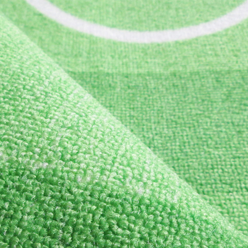 Green Football Pitch Pattern Rug Polyester Kids Carpet Stain Resistant Anti-Slip Pet Friendly Rug for Boys Bedroom