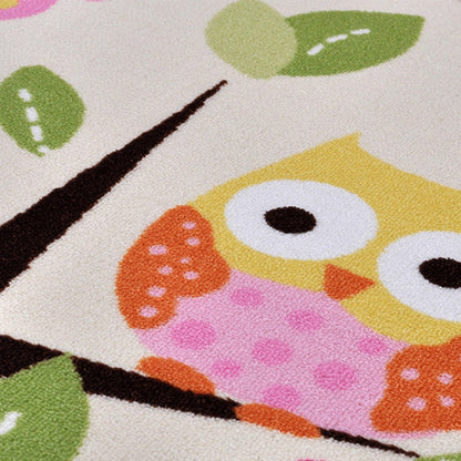 Pink Owl Drawing Print Rug Polyester Cartoon Rug Anti-Slip Backing Machine Washable Pet Friendly Carpet for Nursery - Clearhalo - 'Area Rug' - 'Rug' - 2106549