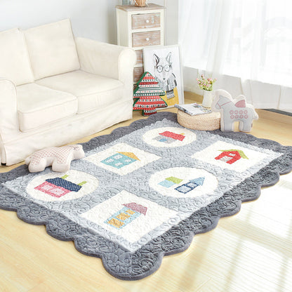 Scalloped House Drawing Rug Multi-Color Kids Rug Synthetics Stain Resistant Pet Friendly Non-Slip Area Carpet for Baby Room Clearhalo 'Area Rug' 'Rug' 2106553