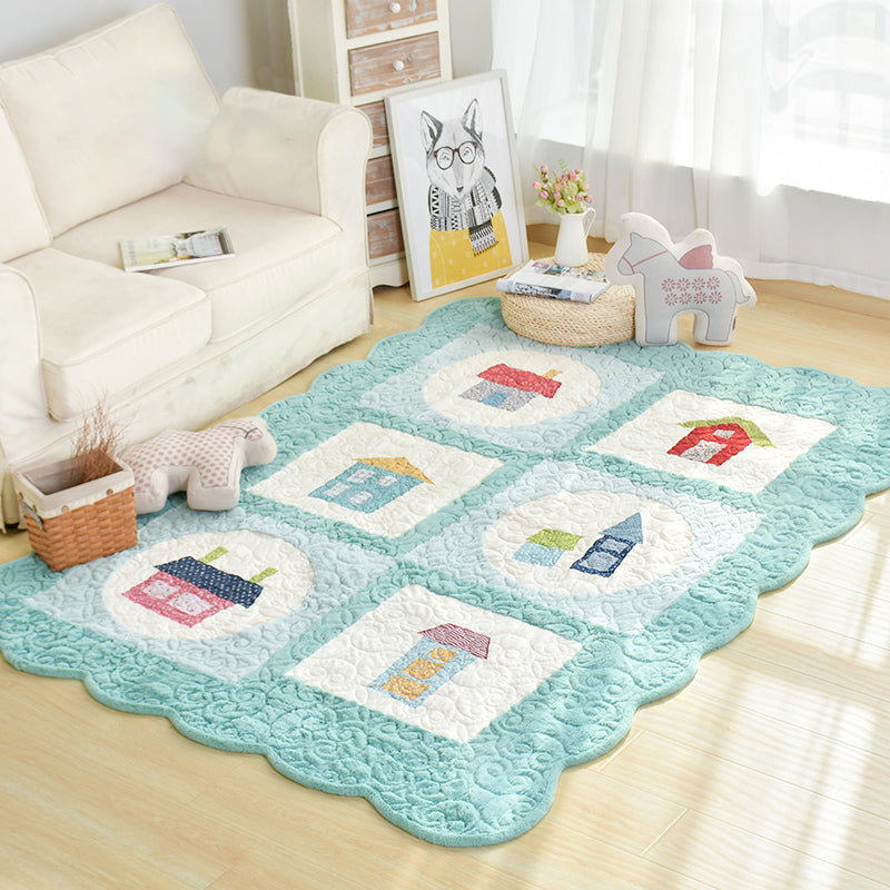 Scalloped House Drawing Rug Multi-Color Kids Rug Synthetics Stain Resistant Pet Friendly Non-Slip Area Carpet for Baby Room Clearhalo 'Area Rug' 'Rug' 2106554