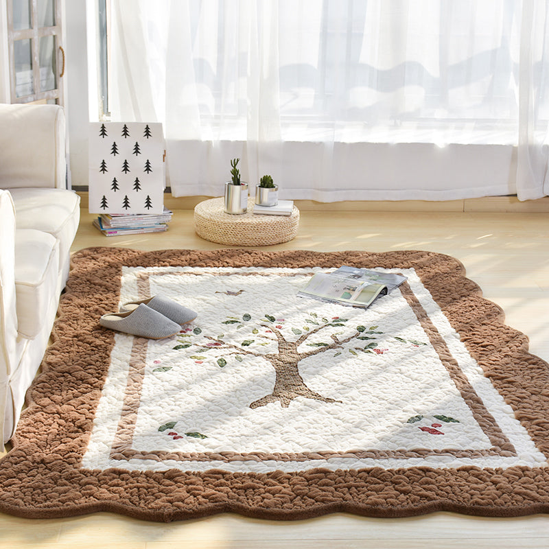 Multicolor Nordic Style Rug Polypropylene Tree Pattern Carpet Anti-Slip Pet Friendly Stain Resistant Rug for Kids Bedroom - Coffee - Clearhalo - 'Area Rug' - 'Rug' - 2106559