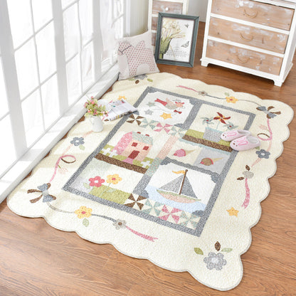 Childly Cartoon Rug Multi Colored Still Life Pattern Rug Machine Wash Carpet with Scalloped Trim - Grey - 6'7" x 7'7" - Clearhalo - 'Area Rug' - 'Rug' - 2106567