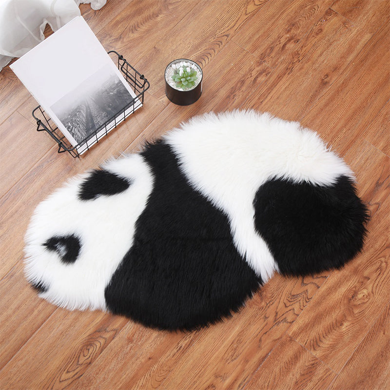 Cutest Panda Print Rug Black and White Kids Rug Polyester Stain Resistant Machine Washable Anti-Slip Backing Carpet for Bedroom