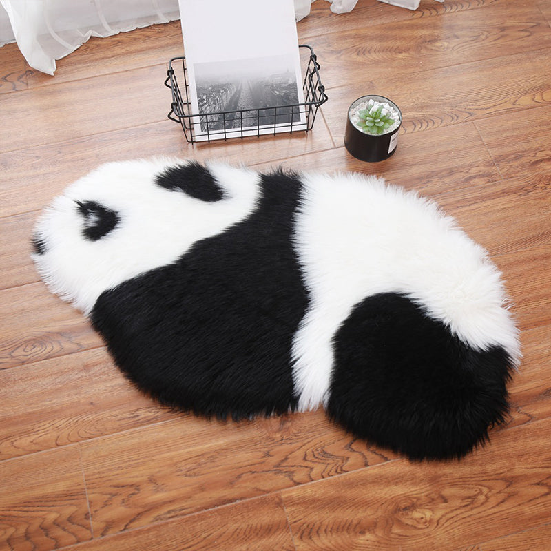 Cutest Panda Print Rug Black and White Kids Rug Polyester Stain Resistant Machine Washable Anti-Slip Backing Carpet for Bedroom