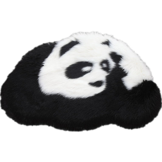 Fluffy Kids Rug Black and White Panda Pet Friendly Washable Anti-Slip Backing Rug for Child Room