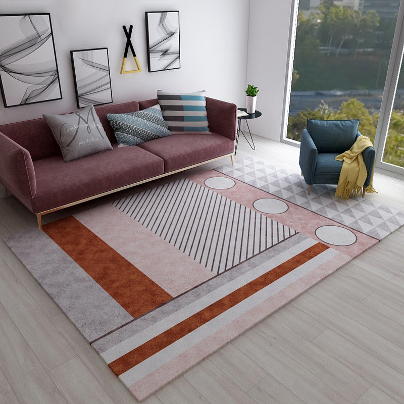 Chic Geometric Colorblock Rug Multi Colored Nordic Rug Polypropylene Anti-Slip Washable Pet Friendly Rug for Room - Pink - Clearhalo - 'Area Rug' - 'Rug' - 2106683