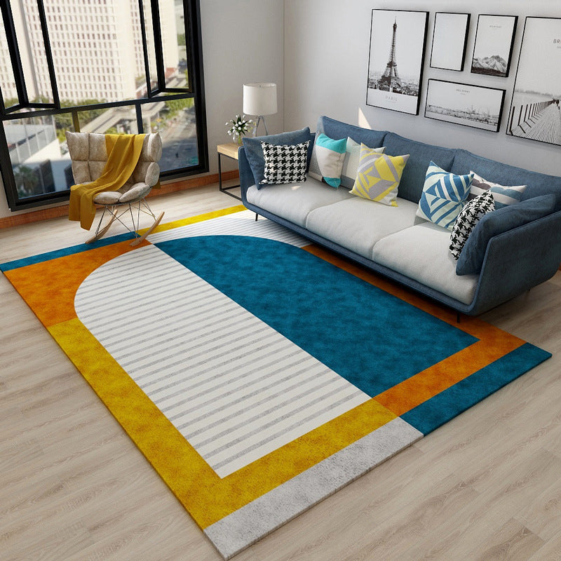 Chic Geometric Colorblock Rug Multi Colored Nordic Rug Polypropylene Anti-Slip Washable Pet Friendly Rug for Room - Dark Blue - Clearhalo - 'Area Rug' - 'Rug' - 2106686