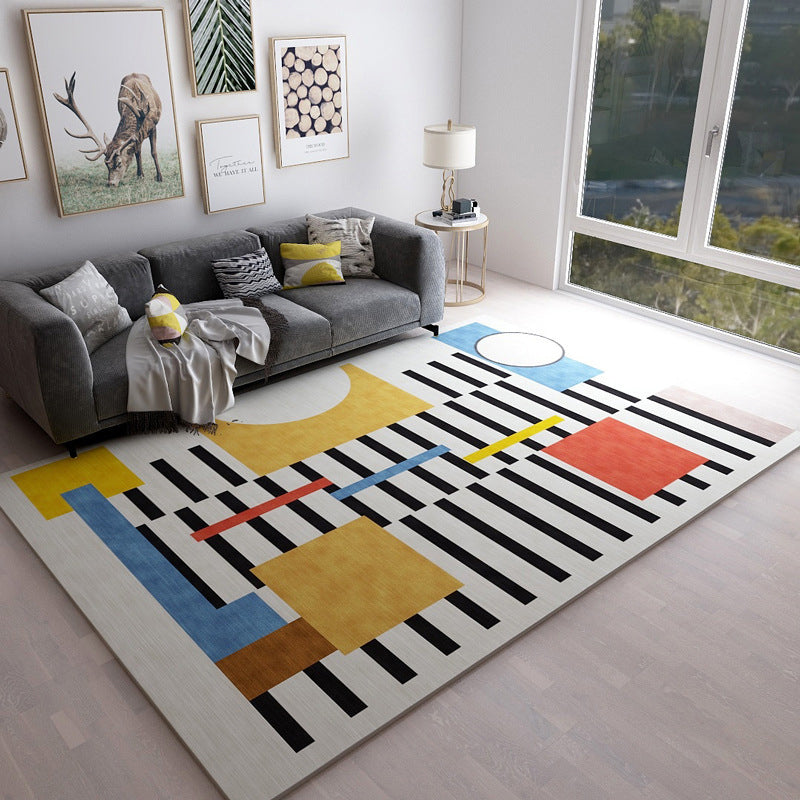 Chic Geometric Colorblock Rug Multi Colored Nordic Rug Polypropylene Anti-Slip Washable Pet Friendly Rug for Room - Yellow - Clearhalo - 'Area Rug' - 'Rug' - 2106687