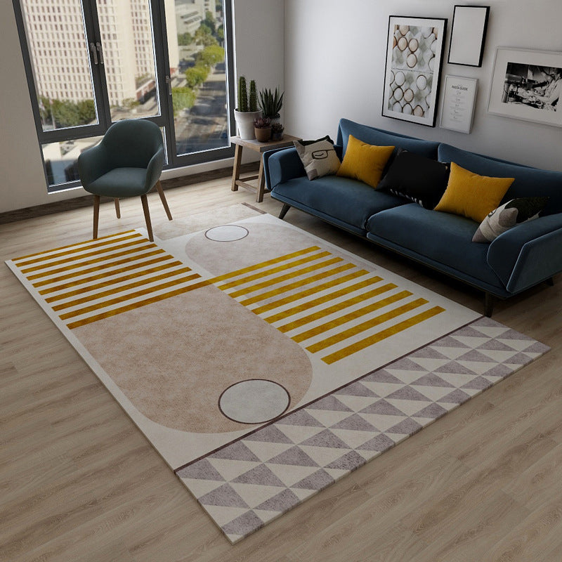 Chic Geometric Colorblock Rug Multi Colored Nordic Rug Polypropylene Anti-Slip Washable Pet Friendly Rug for Room - Coffee - Clearhalo - 'Area Rug' - 'Rug' - 2106688