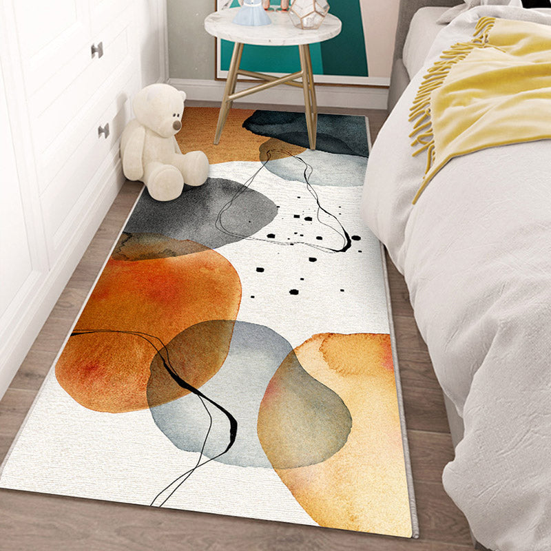 Multi-Color Scandinavian Rug Polyester Geometrical Carpet Non-Slip Stain Resistant Machine Washable Rug for Bedroom - Yellow-Red - Clearhalo - 'Area Rug' - 'Rug' - 2106695