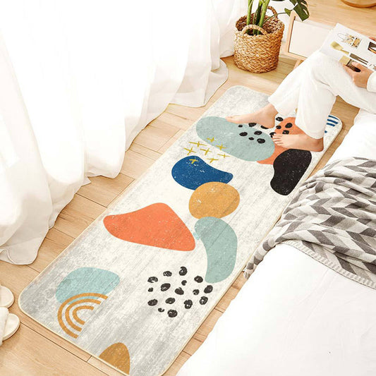 Creative Nordic Style Rug Multi-Colored Color-Block Rug Stain Resistant Washable Non-Slip Carpet for Girls Room