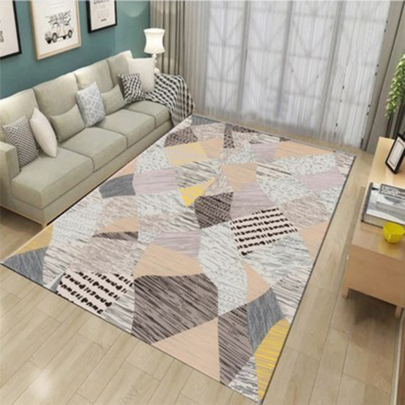 Multi Color Modern Area Rug Synthetics Geometric Colorblock Rug Machine Washable Stain Resistant Anti-Slip Backing Carpet for Room - Light Purple - Clearhalo - 'Area Rug' - 'Rug' - 2106721