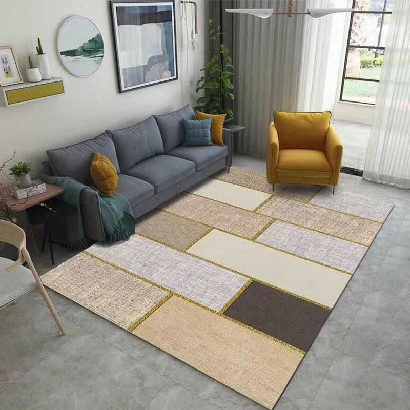 Multi Color Modern Area Rug Synthetics Geometric Colorblock Rug Machine Washable Stain Resistant Anti-Slip Backing Carpet for Room - Khaki - Clearhalo - 'Area Rug' - 'Rug' - 2106722