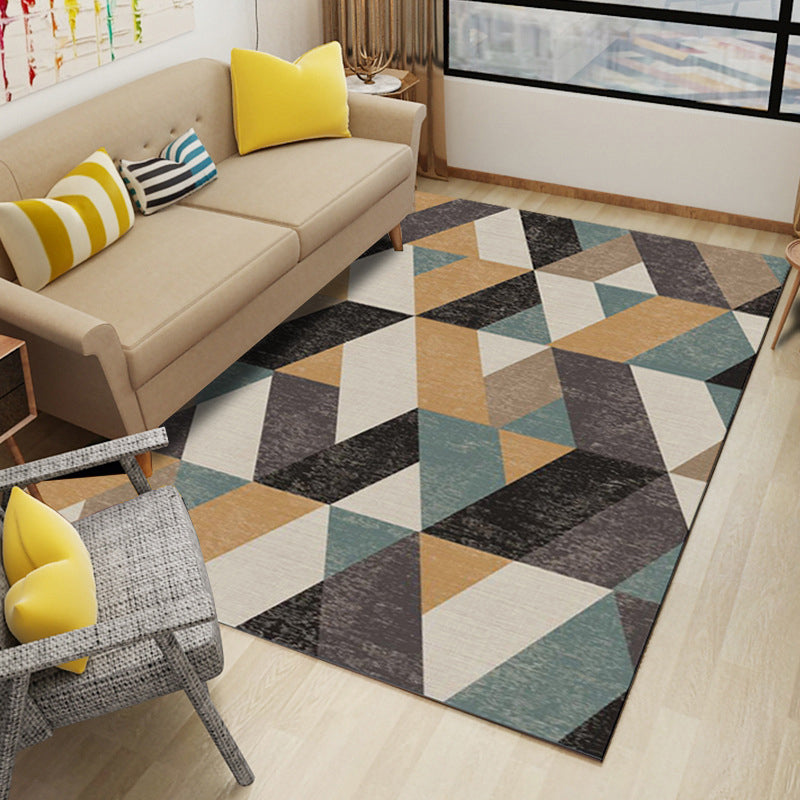 Multi Color Modern Area Rug Synthetics Geometric Colorblock Rug Machine Washable Stain Resistant Anti-Slip Backing Carpet for Room - Dark Coffee - Clearhalo - 'Area Rug' - 'Rug' - 2106723