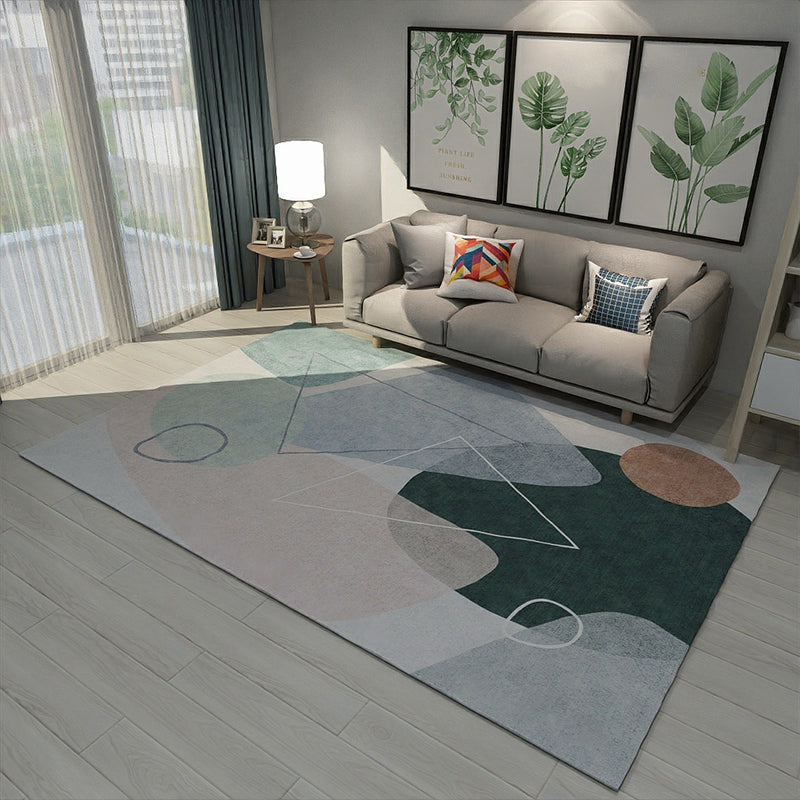 Art Deco Nordic Rug Multi Colored Colorblock Rug Washable Non-Slip Pet Friendly Carpet for Living Room - Dark Green - Clearhalo - 'Area Rug' - 'Rug' - 2106730