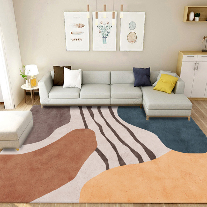 Multi Colored Geometric Block Rug Polyester Nordic Carpet Machine Washable Stain Resistant Non-Slip Backing Rug for Living Room - Coffee - Clearhalo - 'Area Rug' - 'Rug' - 2106767