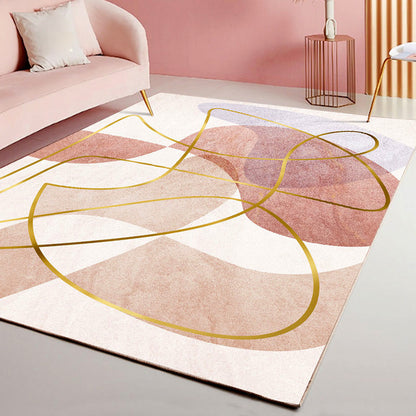 Morandi Color Living Room Rug Nordic Colorblock with Twisted Line Rug Polypropylene Non-Slip Washable Stain Resistant Rug - Pink - Clearhalo - 'Area Rug' - 'Rug' - 2106771