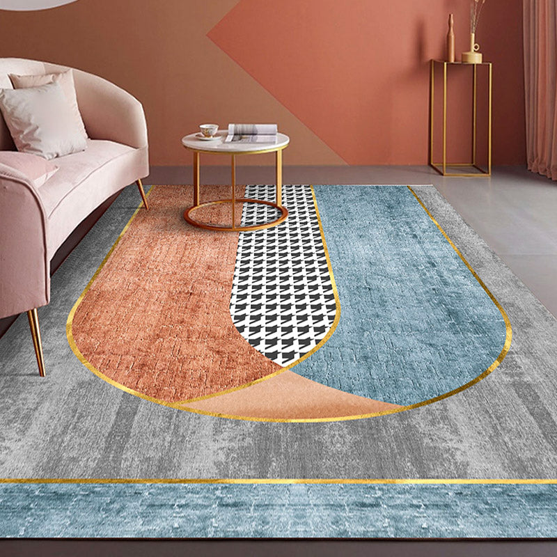 Morandi Color Living Room Rug Nordic Colorblock with Twisted Line Rug Polypropylene Non-Slip Washable Stain Resistant Rug - Blue - Clearhalo - 'Area Rug' - 'Rug' - 2106772