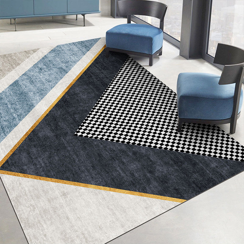 Simplicity Abstract Colorblock Rug Multi-Color Polyester Rug Anti-Slip Backing Machine Wash Stain Resistant Carpet for Girls Room Black Clearhalo 'Area Rug' 'Rug' 2106797