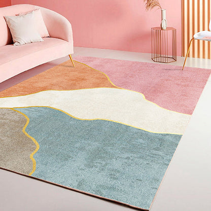 Simplicity Abstract Colorblock Rug Multi-Color Polyester Rug Anti-Slip Backing Machine Wash Stain Resistant Carpet for Girls Room Pink Clearhalo 'Area Rug' 'Rug' 2106798