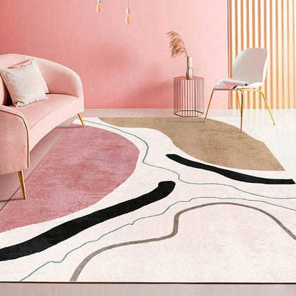 Simplicity Abstract Colorblock Rug Multi-Color Polyester Rug Anti-Slip Backing Machine Wash Stain Resistant Carpet for Girls Room White Clearhalo 'Area Rug' 'Rug' 2106802