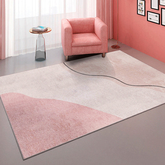 Mid-Century Abstract Rug Multicolor Polypropylene Rug Non-Slip Pet Friendly Machine Wash Area Carpet for Home Decoration - Pink - Clearhalo - 'Area Rug' - 'Rug' - 2106805