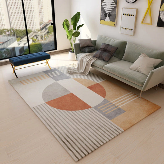 Multi Color Home Decoration Rug Nordic Colorblock with Lines Carpet Polypropylene Anti-Slip Backing Stain Resistant Washable Rug - Yellow-Red - Clearhalo - 'Area Rug' - 'Rug' - 2106835