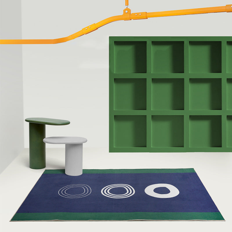 Navy Blue Simplicity Rug Synthetics Circles Pattern Carpet Non-Slip Stain Resistant Washable Rug for Living Room - Clearhalo - 'Area Rug' - 'Rug' - 2106871