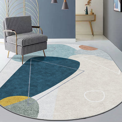 Trendy Multi-Color Nordic Rug Polyester Abstract Geometry Carpet Pet Friendly Non-Slip Backing Washable Rug for Bedroom Denim Blue Clearhalo 'Area Rug' 'Rug' 2106890