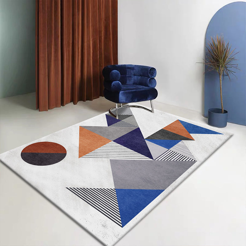 Multi-Color Living Room Rug Nordic Geometric Colorblock Rug Polyester Stain Resistant Non-Slip Machine Washable Area Carpet - Dark Gray - Clearhalo - 'Area Rug' - 'Rug' - 2106928