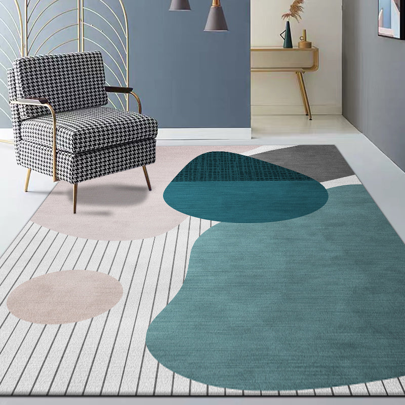 Multi-Color Living Room Rug Nordic Geometric Colorblock Rug Polyester Stain Resistant Non-Slip Machine Washable Area Carpet - Green - Clearhalo - 'Area Rug' - 'Rug' - 2106929