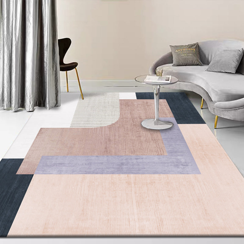 Multi-Color Living Room Rug Nordic Geometric Colorblock Rug Polyester Stain Resistant Non-Slip Machine Washable Area Carpet - Light Wood - Clearhalo - 'Area Rug' - 'Rug' - 2106930