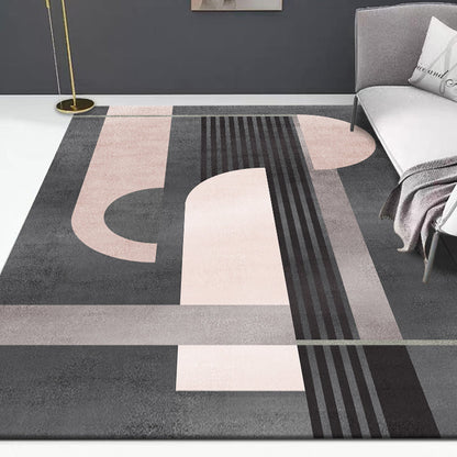 Multi-Color Living Room Rug Nordic Geometric Colorblock Rug Polyester Stain Resistant Non-Slip Machine Washable Area Carpet - Grey - Clearhalo - 'Area Rug' - 'Rug' - 2106931