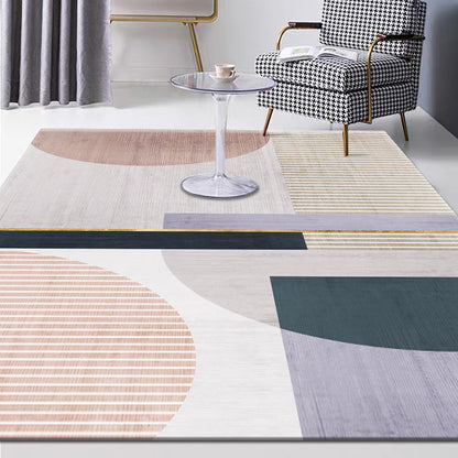 Multi-Color Living Room Rug Nordic Geometric Colorblock Rug Polyester Stain Resistant Non-Slip Machine Washable Area Carpet - Light Purple - Clearhalo - 'Area Rug' - 'Rug' - 2106933