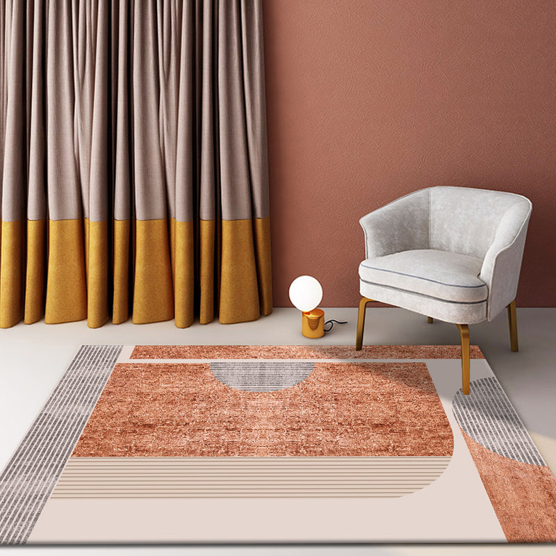 Multi-Color Living Room Rug Nordic Geometric Colorblock Rug Polyester Stain Resistant Non-Slip Machine Washable Area Carpet - Brown - Clearhalo - 'Area Rug' - 'Rug' - 2106936