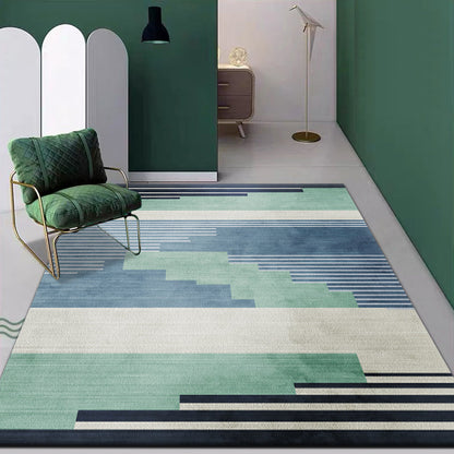 Multi-Color Living Room Rug Nordic Geometric Colorblock Rug Polyester Stain Resistant Non-Slip Machine Washable Area Carpet - Lake Green - Clearhalo - 'Area Rug' - 'Rug' - 2106937