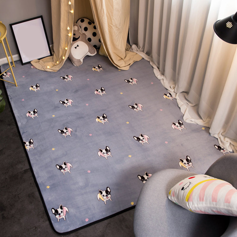 Cute Animal Digital Printing Rug Multi Colored Cartoon Rug Synthetics Anti-Slip Backing Machine Washable Stain