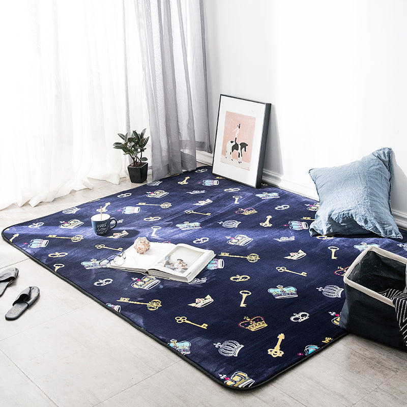 Classic Fairy Tales Pattern Rug Multi-Color Modern Rug Polypropylene Non-Slip Backing Washable Pet Friendly Area Rug for Living Room - Dark Blue - Clearhalo - 'Area Rug' - 'Rug' - 2121615