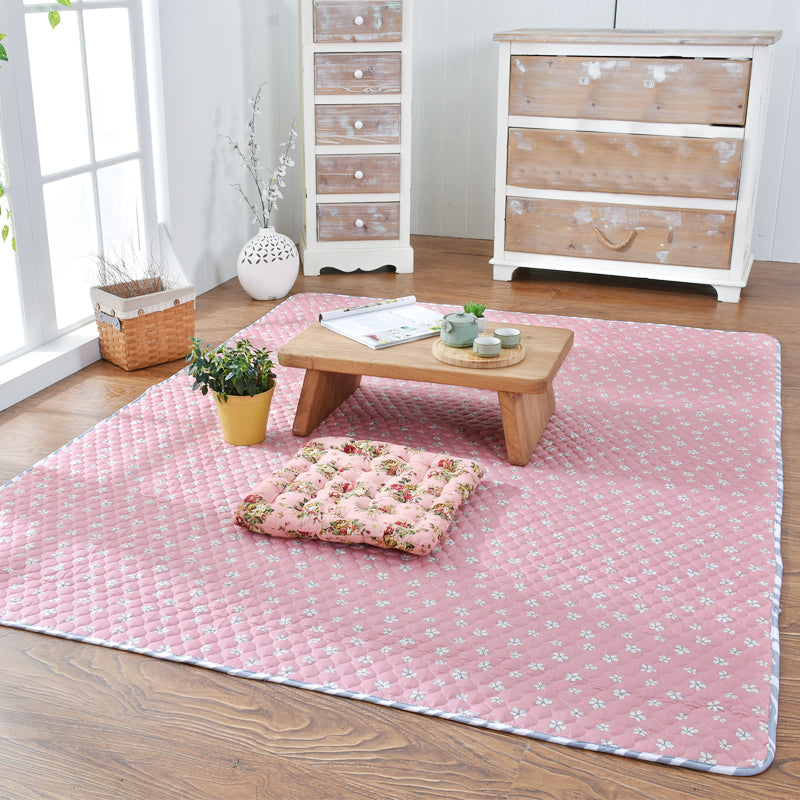 Aesthetics Botanic Rug Multi-Color Nordic Rug Cotton Machine Wash Padded Quilt Rug - Pink - Clearhalo - 'Area Rug' - 'Rug' - 2121628