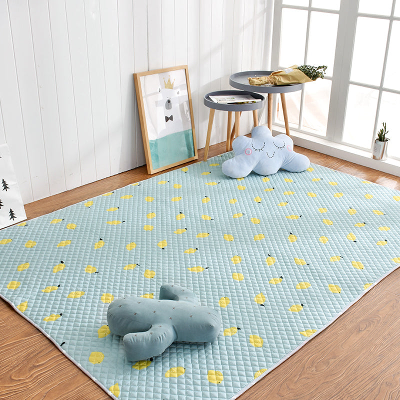 Aesthetics Botanic Rug Multi-Color Nordic Rug Cotton Machine Wash Padded Quilt Rug - Yellow - Clearhalo - 'Area Rug' - 'Rug' - 2121629